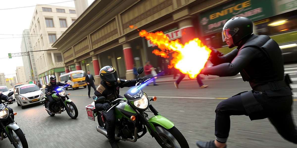 Elite Enforcers gameplay showing a chase through a busy Indian market